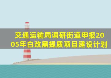 交通运输局调研街道申报2005年白改黑提质项目建设计划